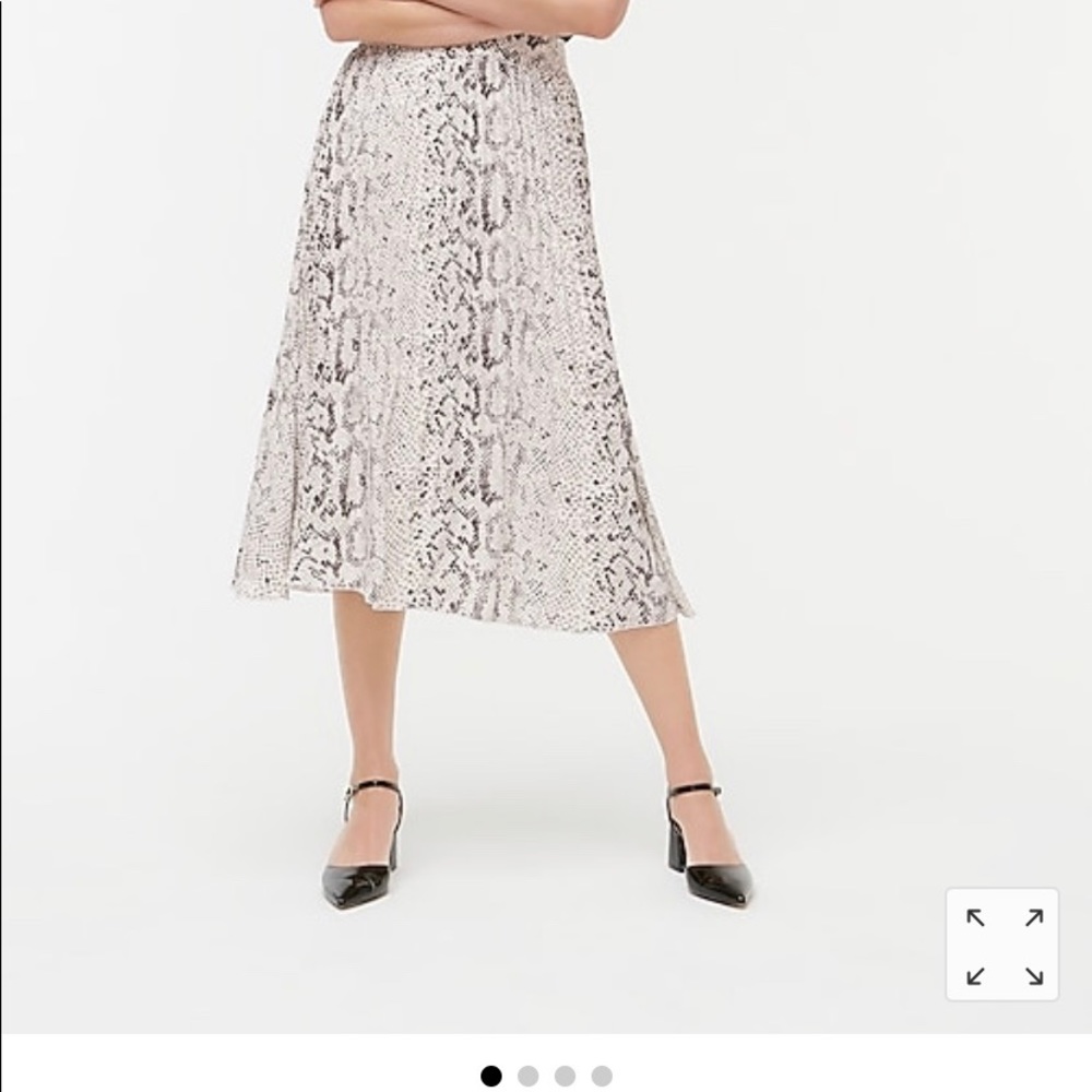 J. Crew snakeskin print pleated midi skirt NWT